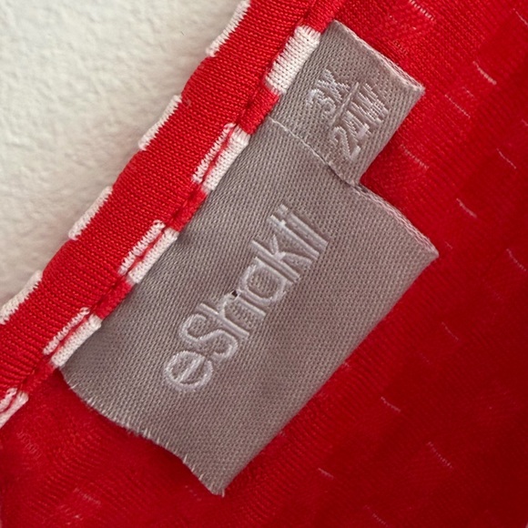 eShakti Red White Diamond Print Sleeveless Midi Dress, Stretch Knit, Women's 3X - Picture 7 of 8